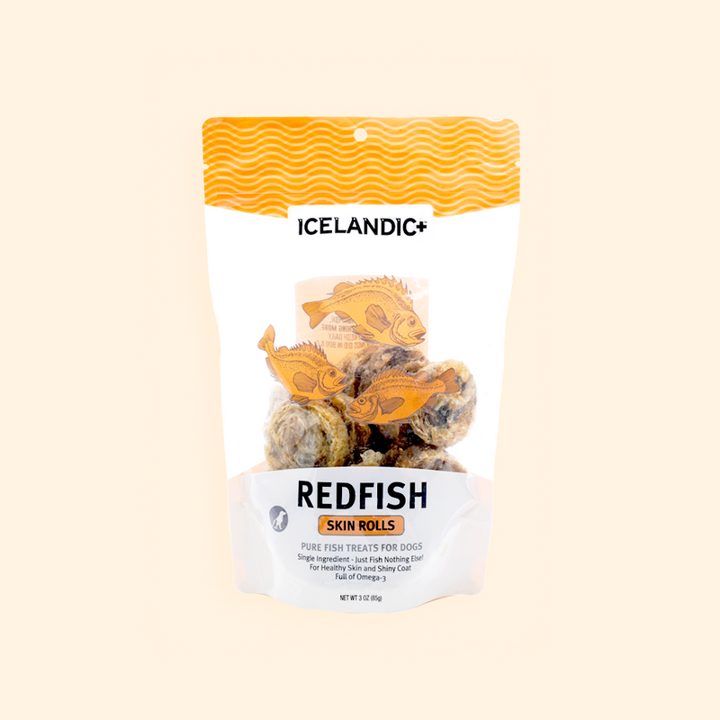 Redfish Skin Rolls Dog Treat 冰島紅魚皮小食 3-oz Bag