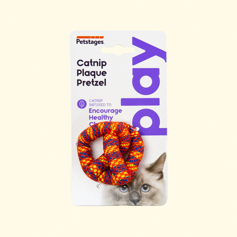 Catnip Plaque Away Pretzel Cat Chew Toy
